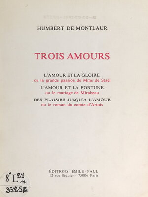 cover image of Trois amours